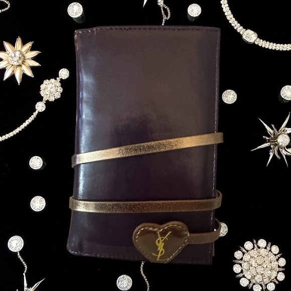 Yves Saint Laurent Handbags - Yves Saint Laurent, YSL, Black and Gold Wallet with Gold Strap Closure